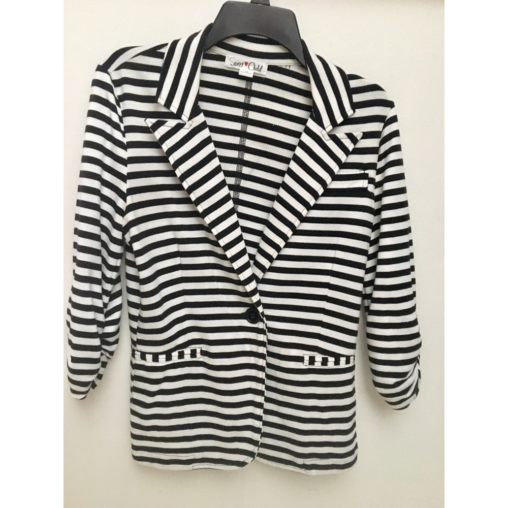 Black and White Striped Blazer